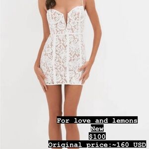 For Love And Lemons Ivory Lace Mini Dress